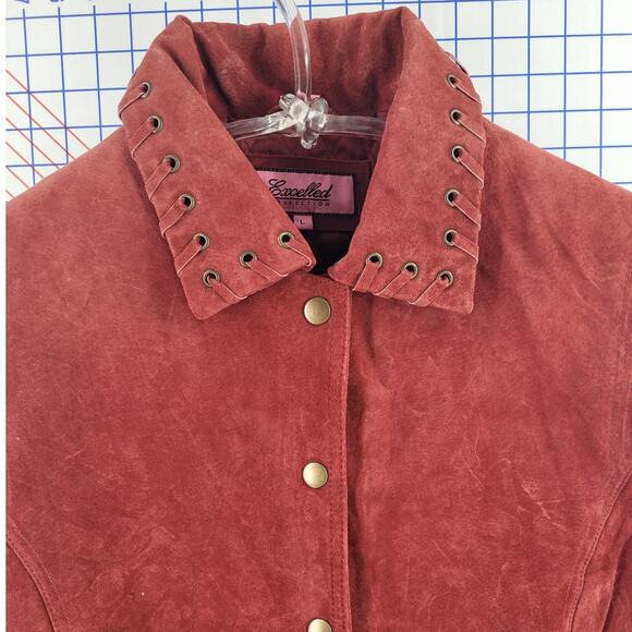 Maroon Western Fringe Layer Cozy Lined Snap Jacket Vintage Chic Womens - Picture 12 of 16